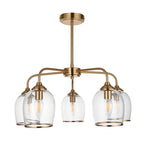 Endon Ashcroft 5 Light Pendant in Brushed Aged Brass and Clear Glass