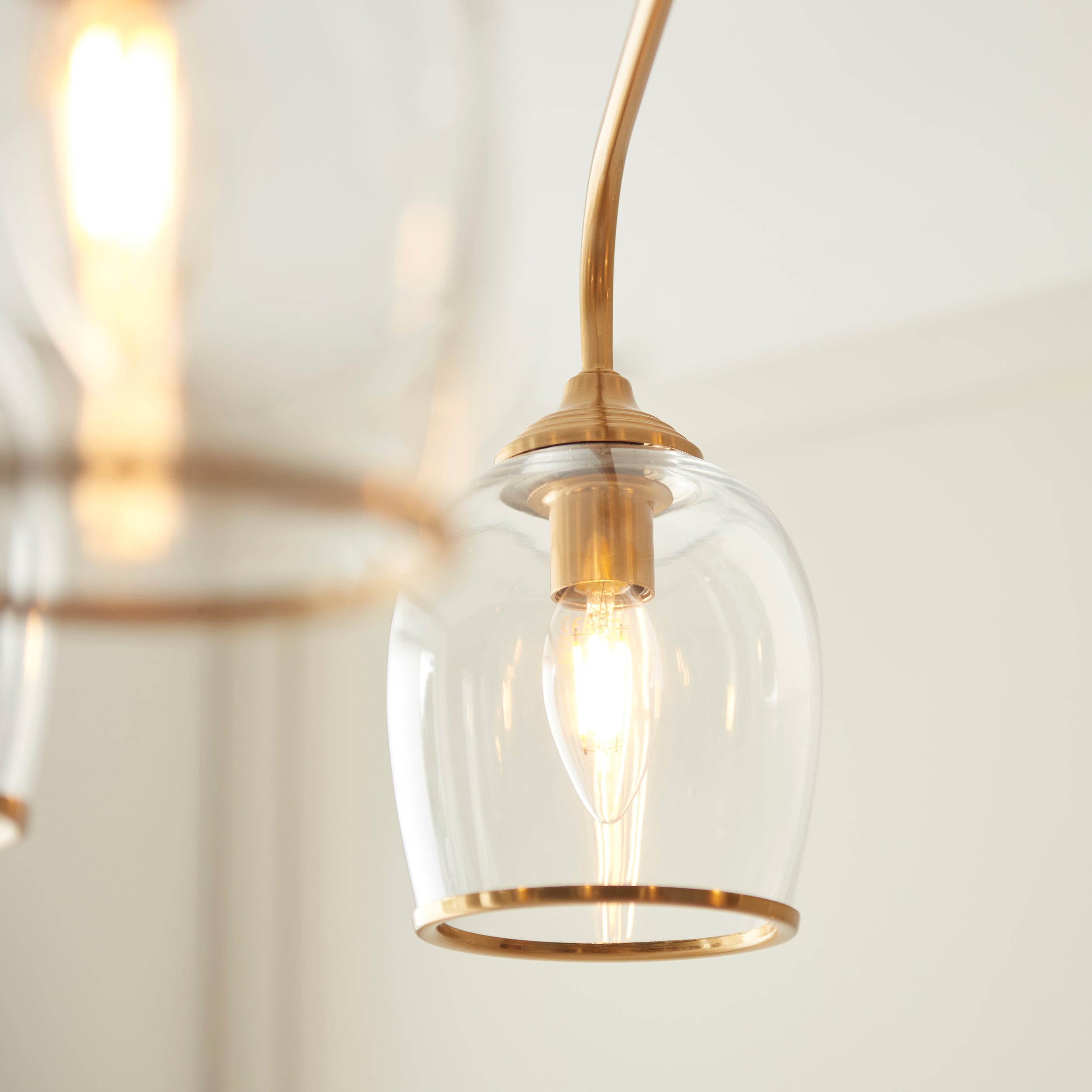 Endon Ashcroft 5 Light Pendant in Brushed Aged Brass and Clear Glass
