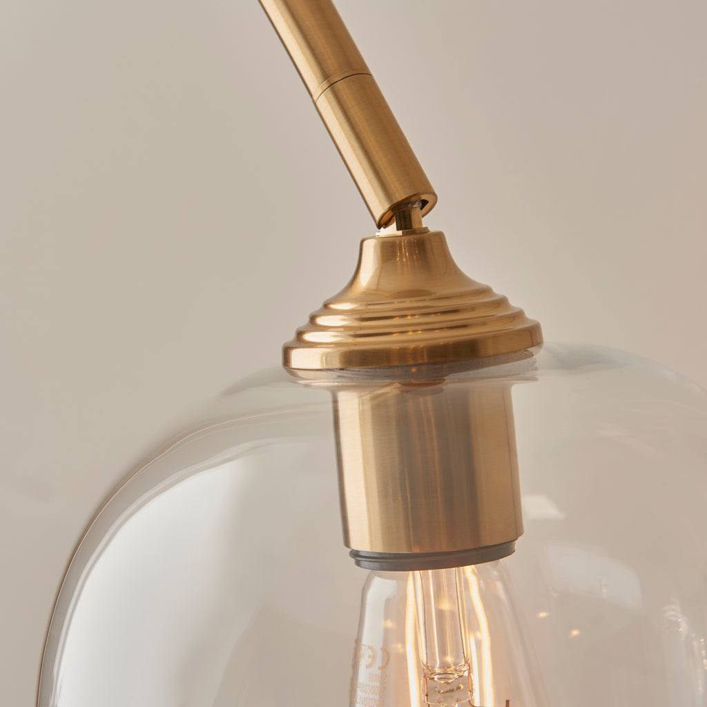 Endon Ashcroft Floor Lamp Brushed Aged Brass and Clear Glass