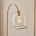 Endon Ashcroft Floor Lamp Brushed Aged Brass and Clear Glass