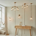 Endon Ashcroft Floor Lamp Brushed Aged Brass and Clear Glass