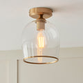 Endon Ashcroft Flush Ceiling Light Brushed Aged Brass and Clear Glass