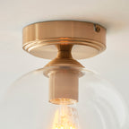 Endon Ashcroft Flush Ceiling Light Brushed Aged Brass and Clear Glass
