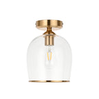 Endon Ashcroft Flush Ceiling Light Brushed Aged Brass and Clear Glass