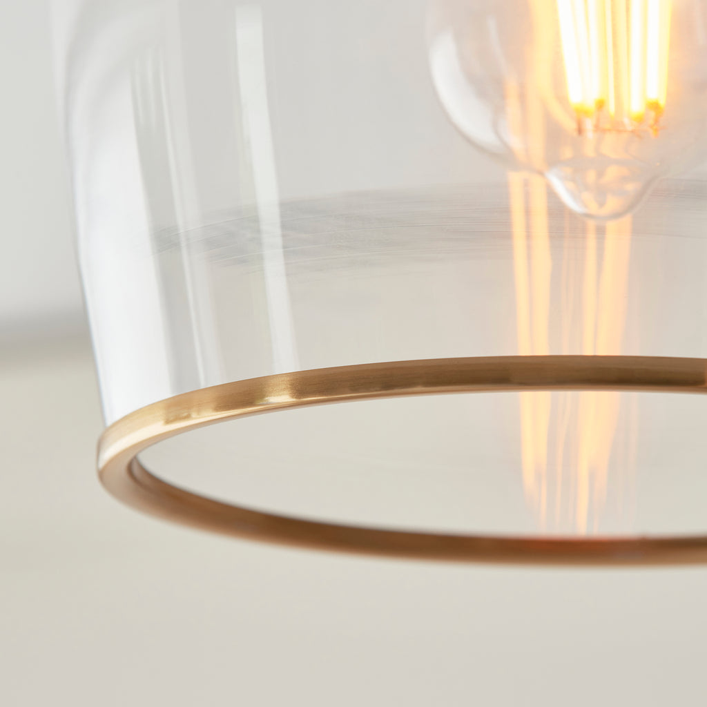 Endon Ashcroft Flush Ceiling Light Brushed Aged Brass and Clear Glass
