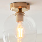 Endon Ashcroft Flush Ceiling Light Brushed Aged Brass and Clear Glass