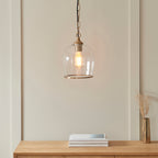 Endon Ashcroft Pendant Light Brushed Aged Brass and Clear Glass
