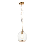 Endon Ashcroft Pendant Light Brushed Aged Brass and Clear Glass