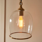 Endon Ashcroft Pendant Light Brushed Aged Brass and Clear Glass
