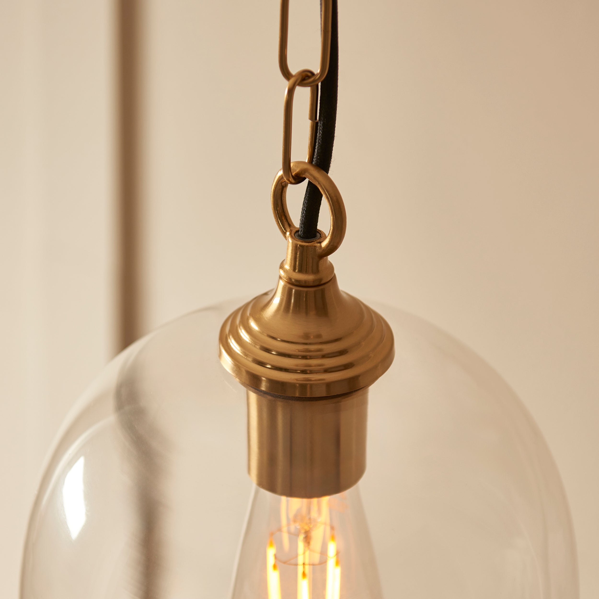 Endon Ashcroft Pendant Light Brushed Aged Brass and Clear Glass