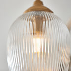 Endon Ashcroft Ribbed 3 Light Semi Flush Fitting Brushed Aged Brass and Clear Ribbed Glass