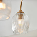 Endon Ashcroft Ribbed 3 Light Semi Flush Fitting Brushed Aged Brass and Clear Ribbed Glass