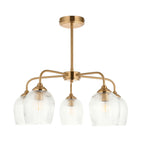 Endon Ashcroft Ribbed 5 Light Pendant in Brushed Aged Brass and Clear Ribbed Glass