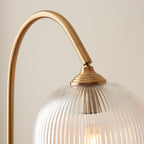 Endon Ashcroft Ribbed Floor Lamp Brushed Aged Brass and Clear Ribbed Glass