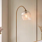 Endon Ashcroft Ribbed Floor Lamp Brushed Aged Brass and Clear Ribbed Glass
