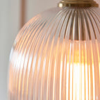 Endon Ashcroft Ribbed Pendant Light Brushed Aged Brass and Clear Ribbed Glass