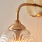 Endon Ashcroft Ribbed Wall Light in Brushed Aged Brass and Clear Ribbed Glass