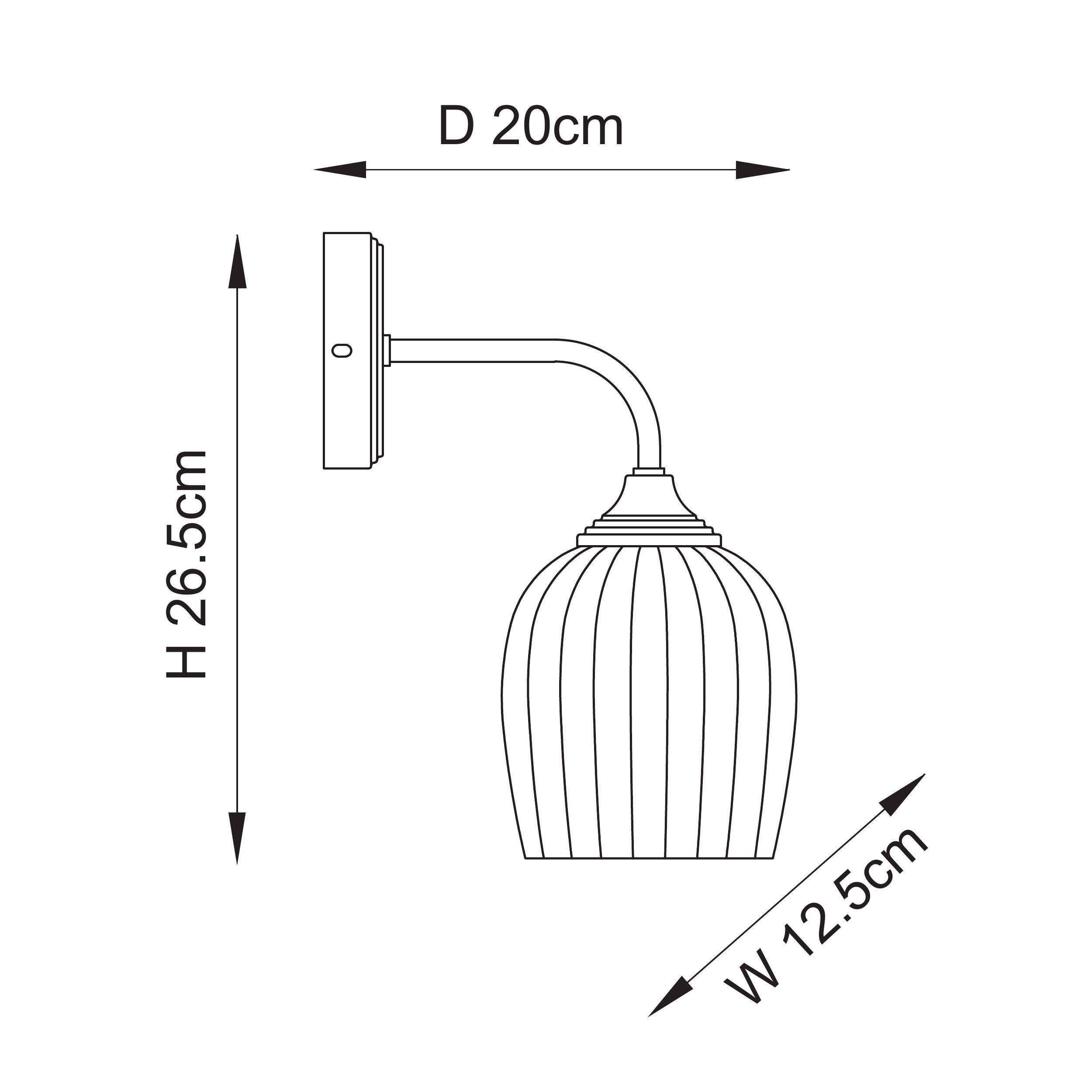 Endon Ashcroft Ribbed Wall Light in Brushed Aged Brass and Clear Ribbed Glass