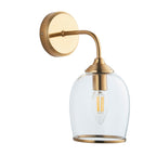 Endon Ashcroft Wall Light in Brushed Aged Brass and Clear Glass