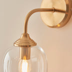 Endon Ashcroft Wall Light in Brushed Aged Brass and Clear Glass