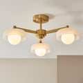 Endon Boss 3 Light Semi Flush Fitting Brushed Aged Brass With Frosted and Opal Glass