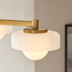 Endon Boss 3 Light Semi Flush Fitting Brushed Aged Brass With Frosted and Opal Glass