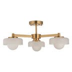Endon Boss 3 Light Semi Flush Fitting Brushed Aged Brass With Frosted and Opal Glass