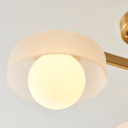 Endon Boss 3 Light Semi Flush Fitting Brushed Aged Brass With Frosted and Opal Glass