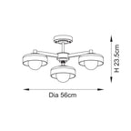 Endon Boss 3 Light Semi Flush Fitting Brushed Aged Brass With Frosted and Opal Glass