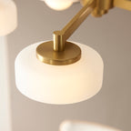 Endon Boss 5 Light Pendant in Brushed Aged Brass With Frosted and Opal Glass