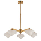 Endon Boss 5 Light Pendant in Brushed Aged Brass With Frosted and Opal Glass