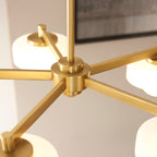 Endon Boss 5 Light Pendant in Brushed Aged Brass With Frosted and Opal Glass