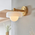 Endon Boss Wall Light in Brushed Aged Brass With Frosted and Opal Glass