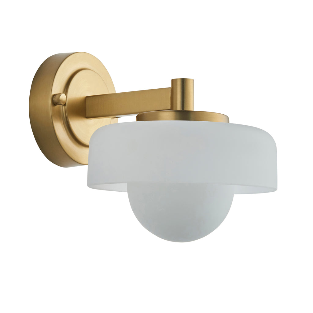 Endon Boss Wall Light in Brushed Aged Brass With Frosted and Opal Glass
