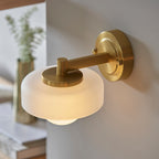 Endon Boss Wall Light in Brushed Aged Brass With Frosted and Opal Glass
