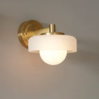 Endon Boss Wall Light in Brushed Aged Brass With Frosted and Opal Glass