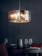 Endon Clooney Large 8 Light Pendant Light with Smoked Glass and Grey Frame