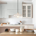 Endon Eltham and Camellia Pendant Light Clear Glass, Brushed Aged Brass and Black Braided Flex