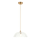 Endon Eltham and Carnation Pendant Light in Brushed Aged Brass with Clear Glass Shade