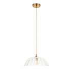 Endon Eltham and Carnation Pendant Light in Brushed Aged Brass with Clear Glass Shade