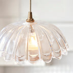 Endon Eltham and Carnation Pendant Light in Brushed Aged Brass with Clear Glass Shade