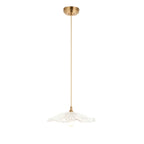 Endon Eltham and Orchid Pendant Light in Brushed Aged Brass with Clear Glass Shade