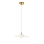 Endon Eltham and Orchid Pendant Light in Brushed Aged Brass with Clear Glass Shade