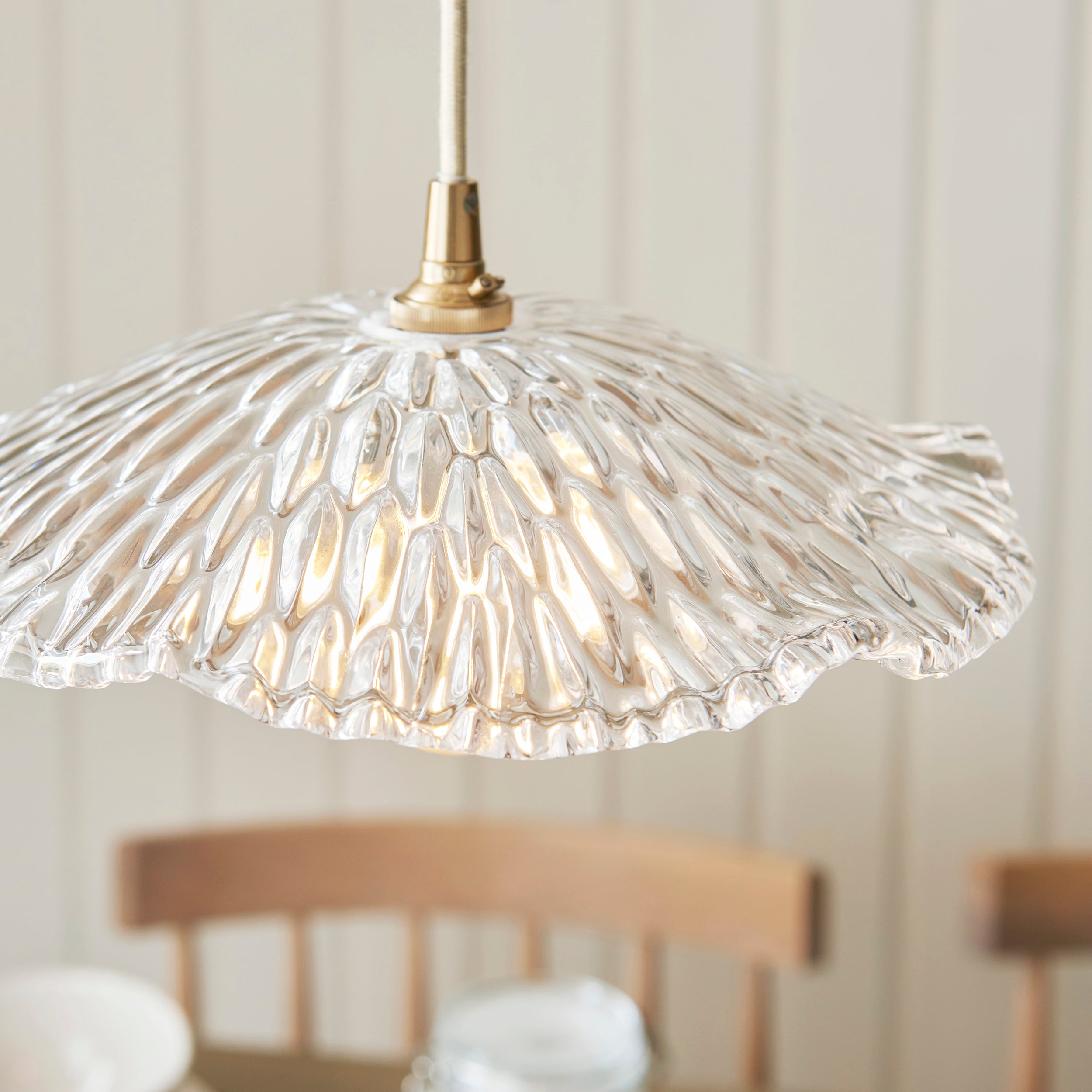 Endon Eltham and Orchid Pendant Light in Brushed Aged Brass with Clear Glass Shade