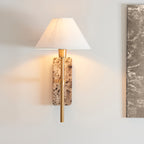 Endon Faro Wall Light in Vintage Brass With Natural Linen
