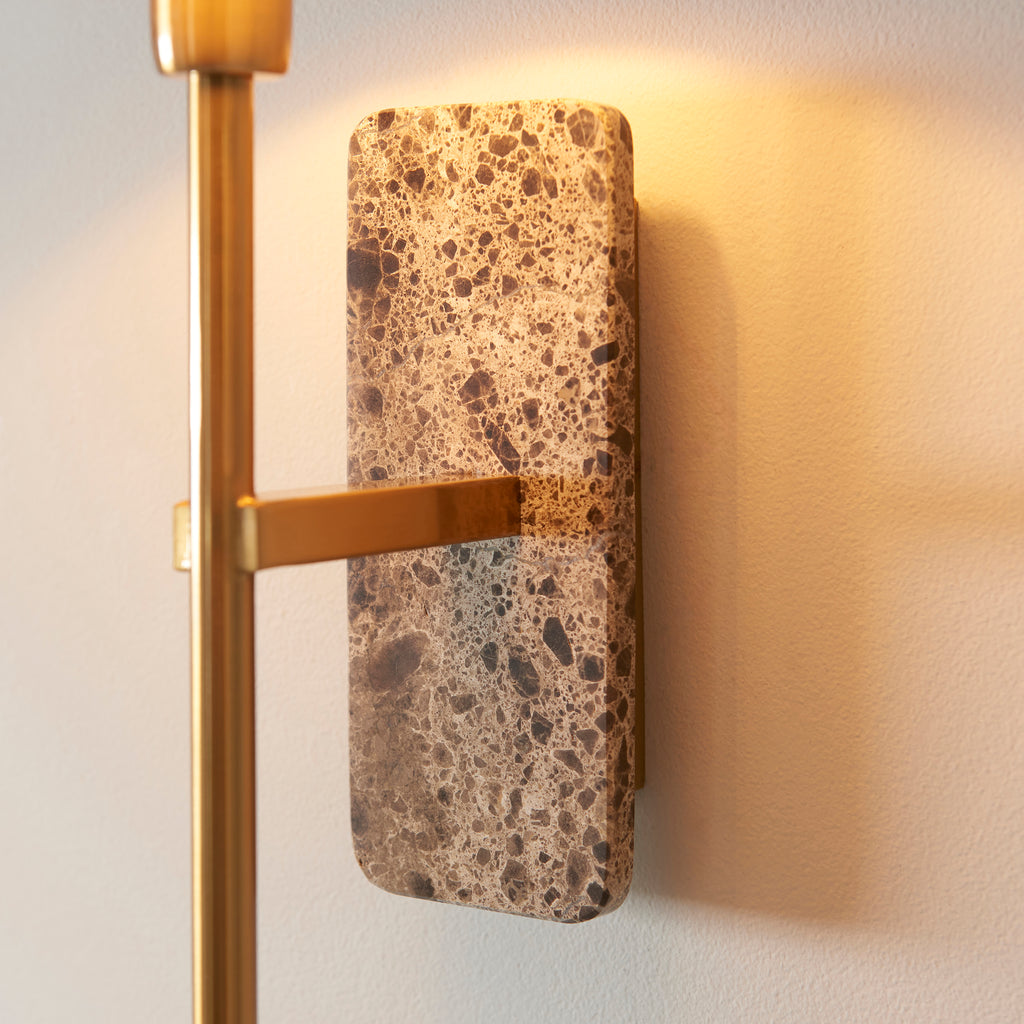 Endon Faro Wall Light in Vintage Brass With Natural Linen