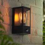 Endon Huntington Wall Light in Matt Black and Clear Glass