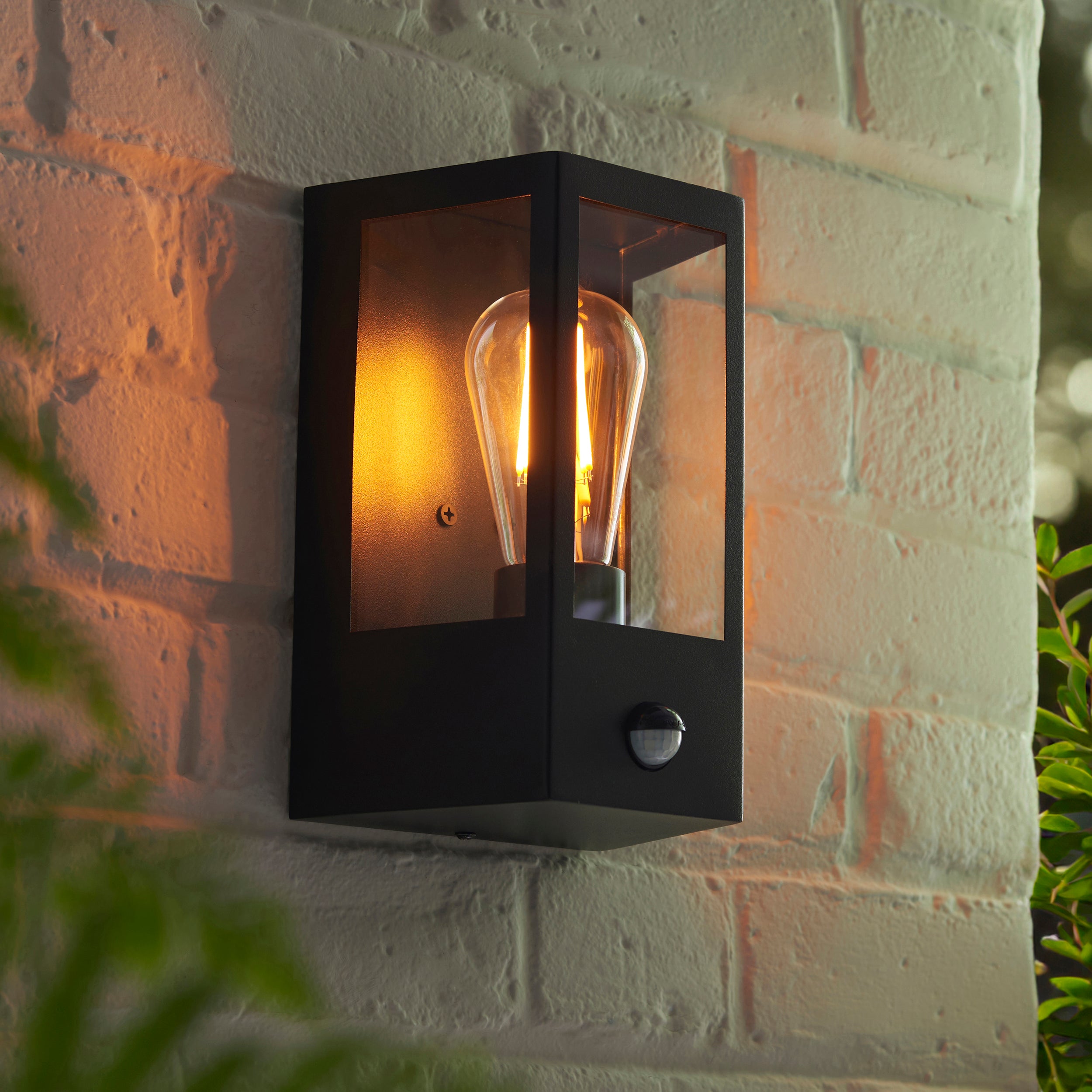 Endon Huntington Wall Light in Matt Black and Clear Glass