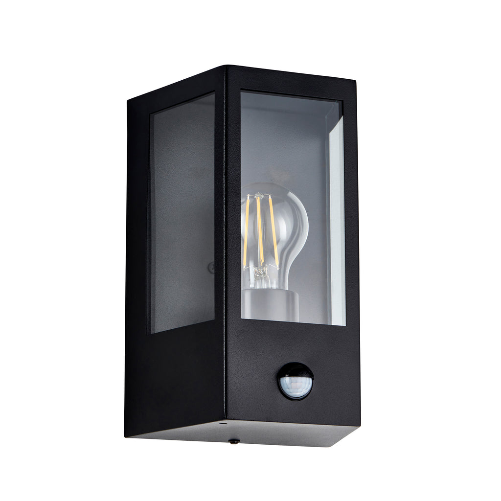 Endon Huntington Wall Light in Matt Black and Clear Glass