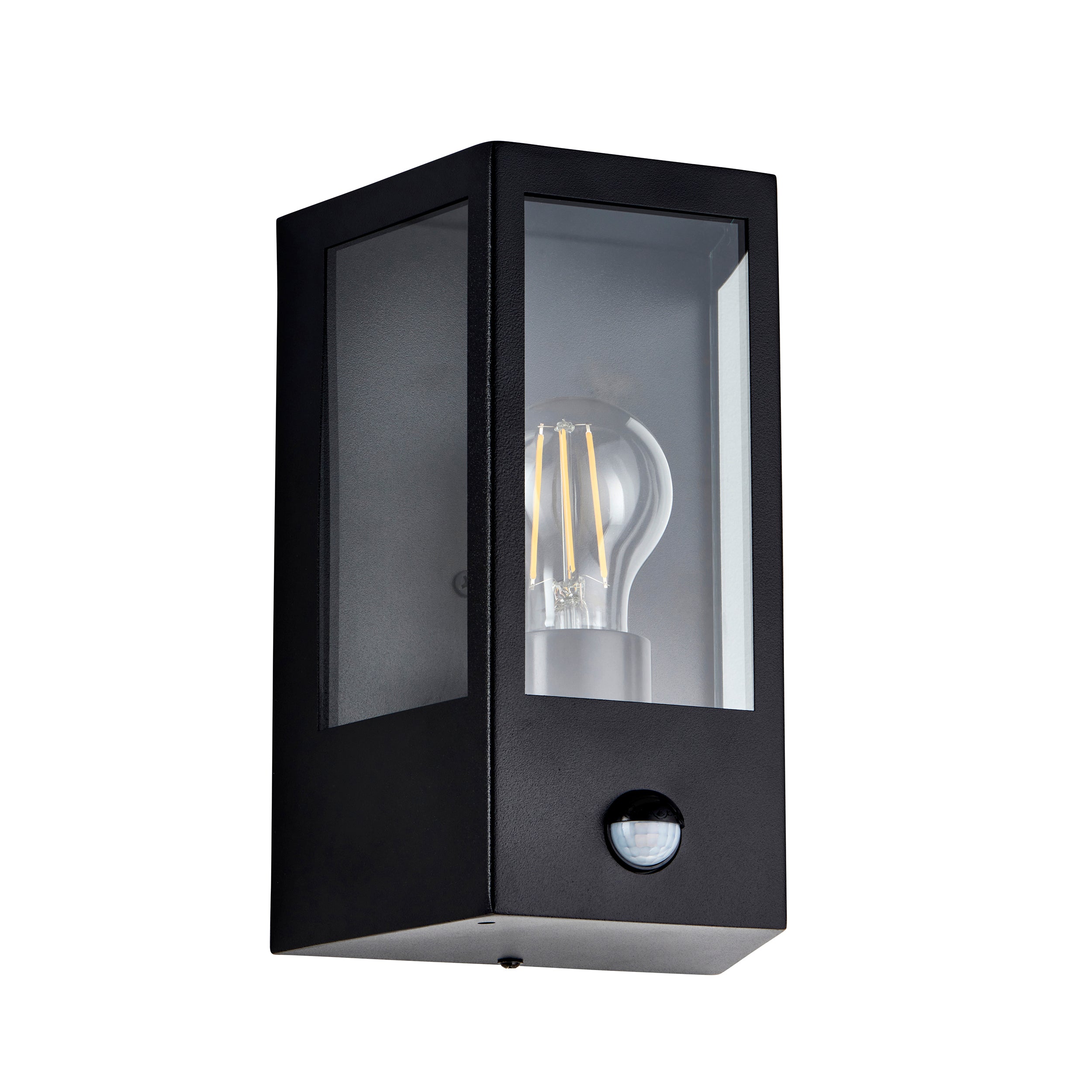 Endon Huntington Wall Light in Matt Black and Clear Glass